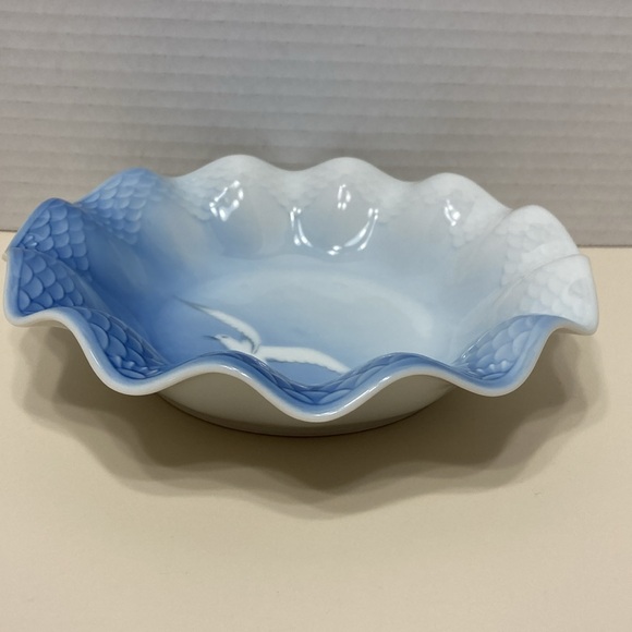 B&G Kjobenhavn Denmark Round Ruffled Scalloped Seagull Candy Serving Dish Vtg - Picture 5 of 8